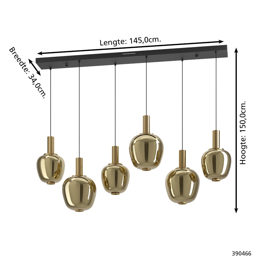 6-Licht Pendellampe Fruitera Golddesign Stars of Light 9008606360062