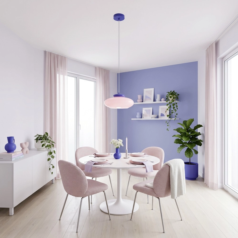 Design-Pendellampe Berardelli Rosa mit blauem Ø 32 cm
