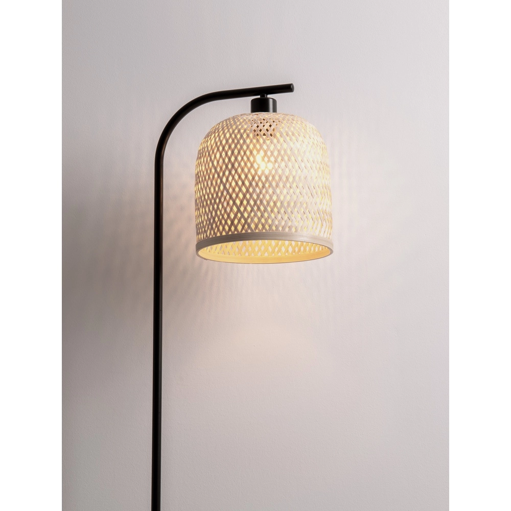 Stehlampe Intra schwarz mit Bambuskappe Lyora 5212017454836