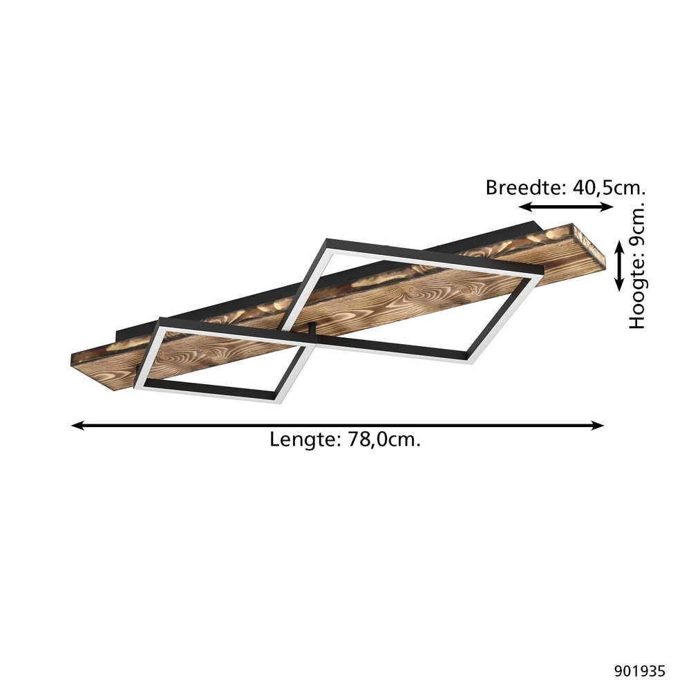 Design-Deckenleuchte Boyal schwarz mit dunklem Holz Eglo 9008606351954