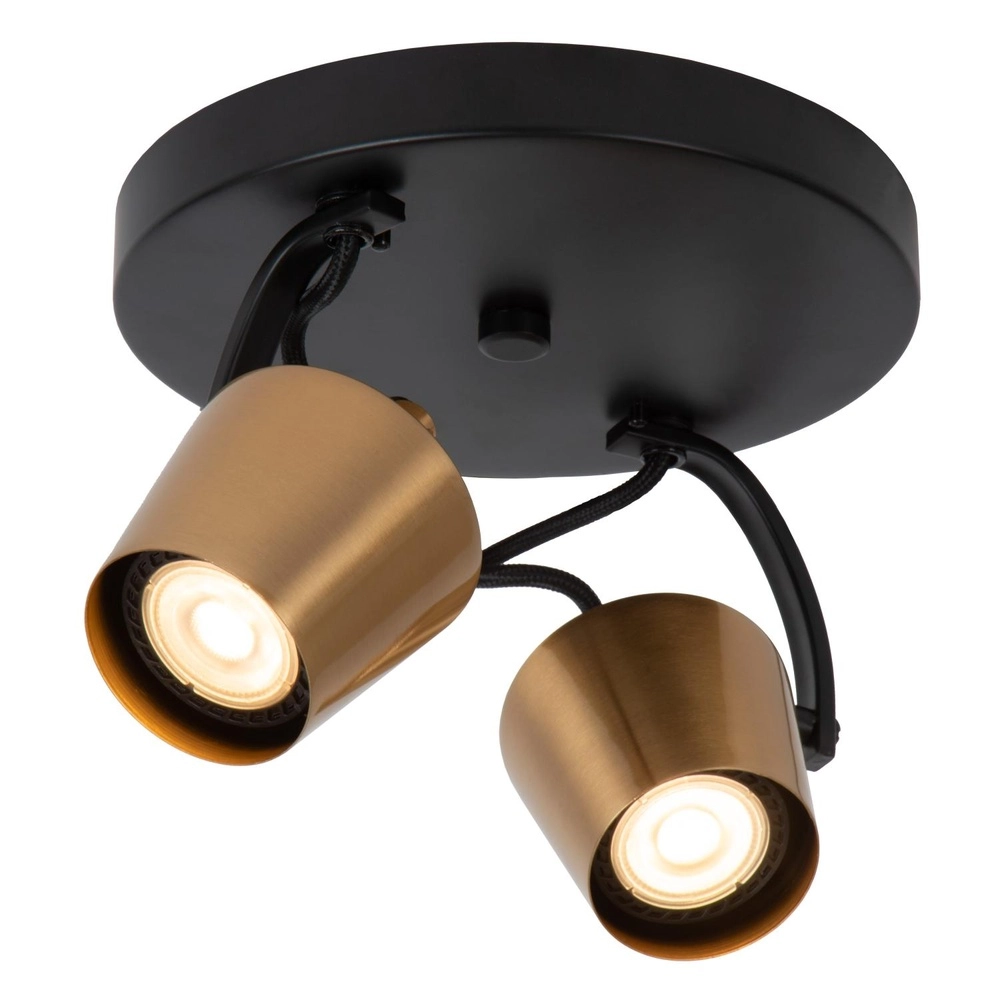 2-Licht Deckenlampe Emile Schwarz mit Gold Lucide 5411212510082