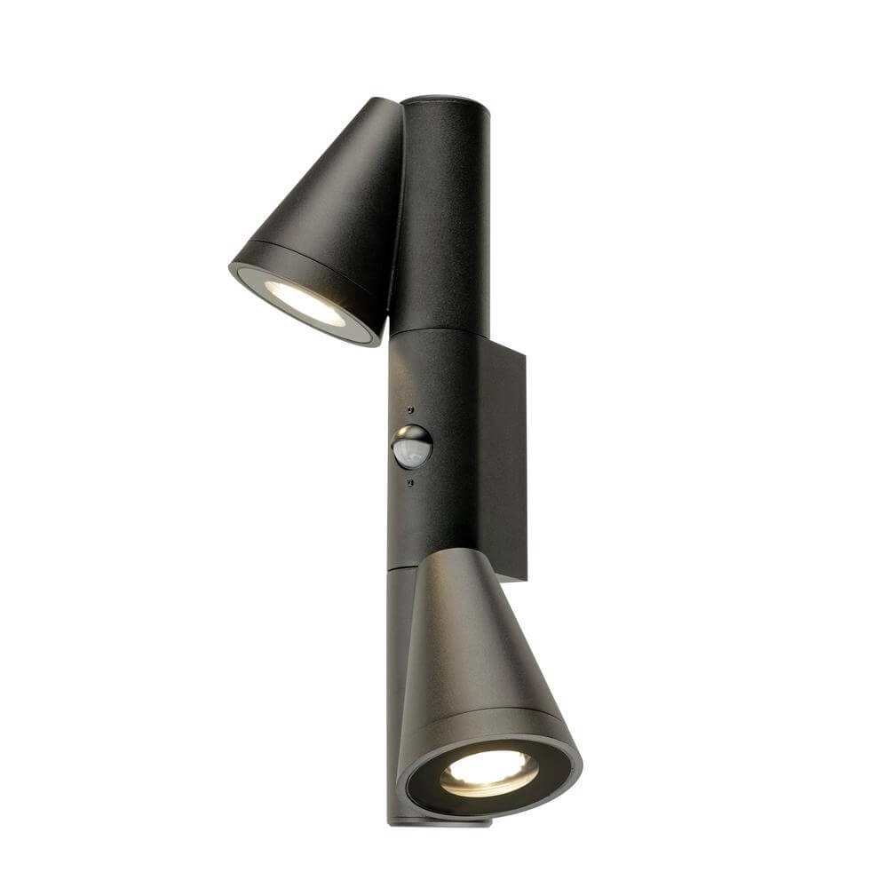 Design-Wandleuchte T-Tube WL Doppelschwarz mit Sensor