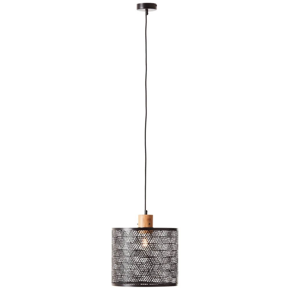 Hängelampe Santy 29cm schwarz mit Holz Brilliant 4004353391002