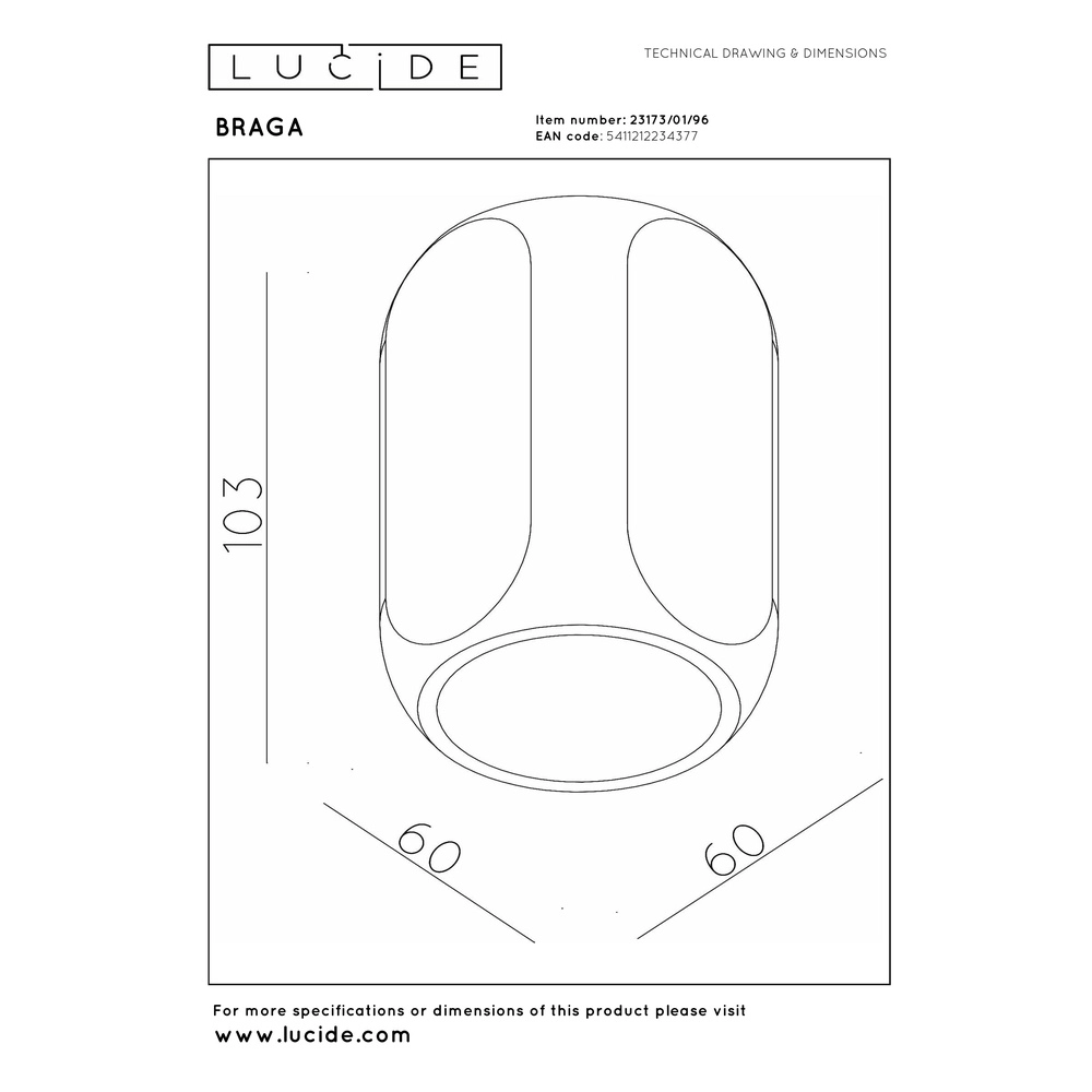 Champagner-Oberfläche montierter Spot Braga 1x GU10 - Ø 6 cm Premium by Lucide 5411212234377