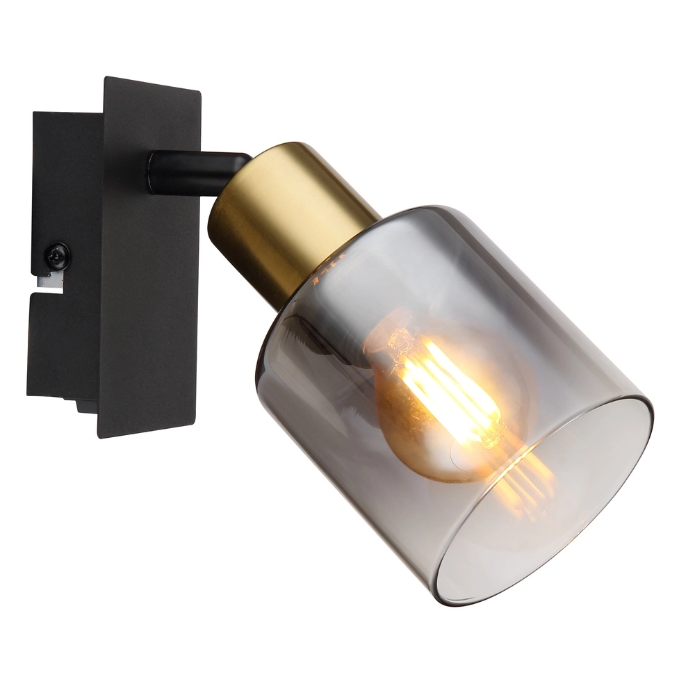 Wandlampe Hollsy Schwarz mit Rauchglas