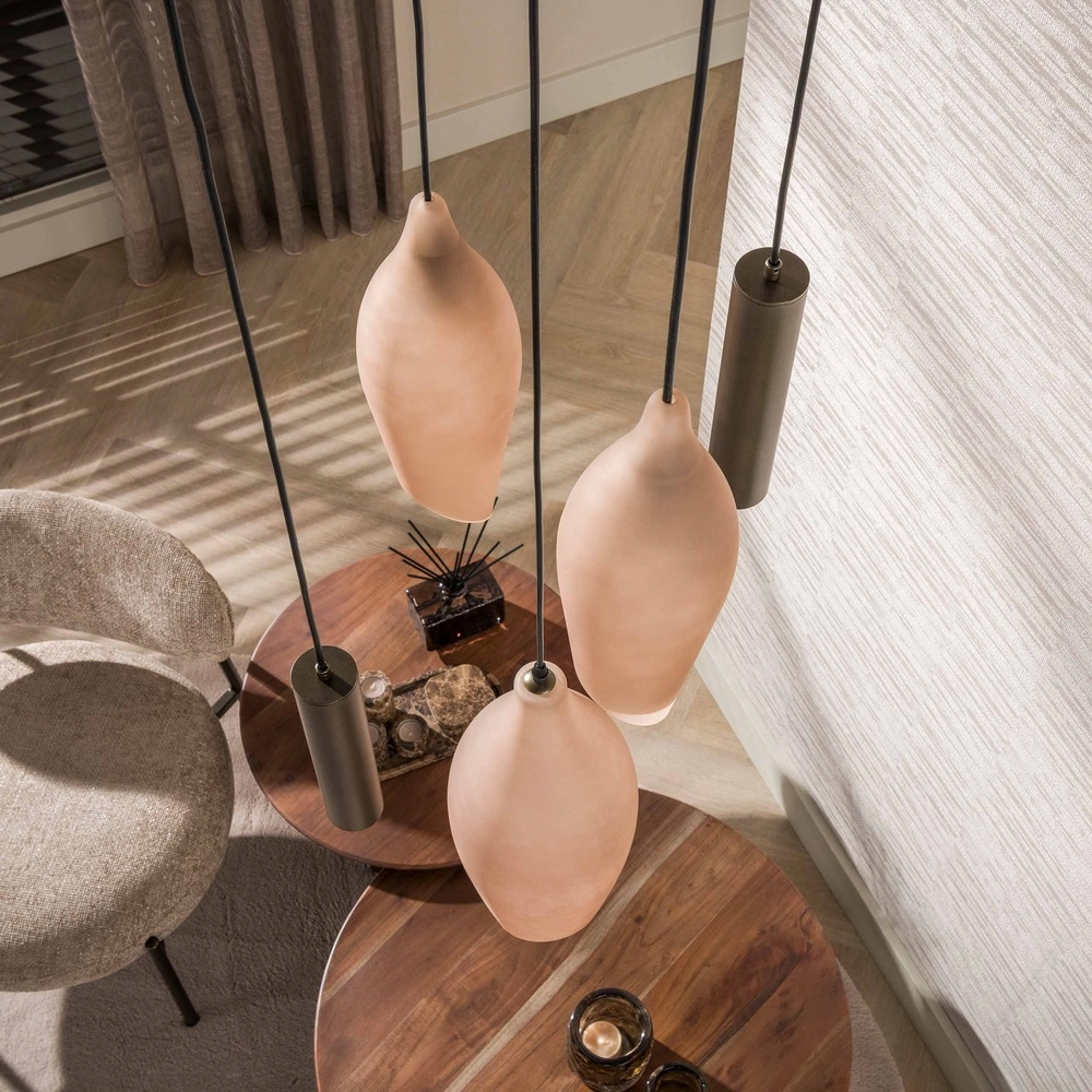 Moderne Pendellampe Cocoon Sienabraun mit mattiertem Glas Lyora 8716803515109