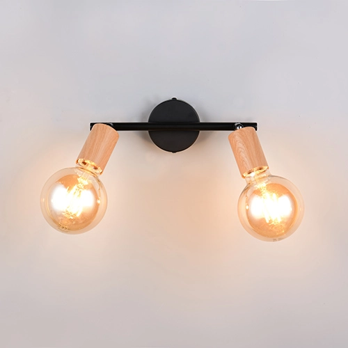 Deckenlampe Lamego Doppelschwarz mit Holz Trio 4017807670875