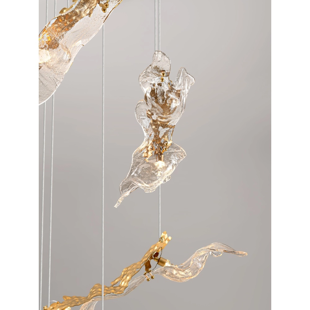 Goldene Pendellampe Avesa mit klarem Glas Ø 60 cm Lyora 5212063500433