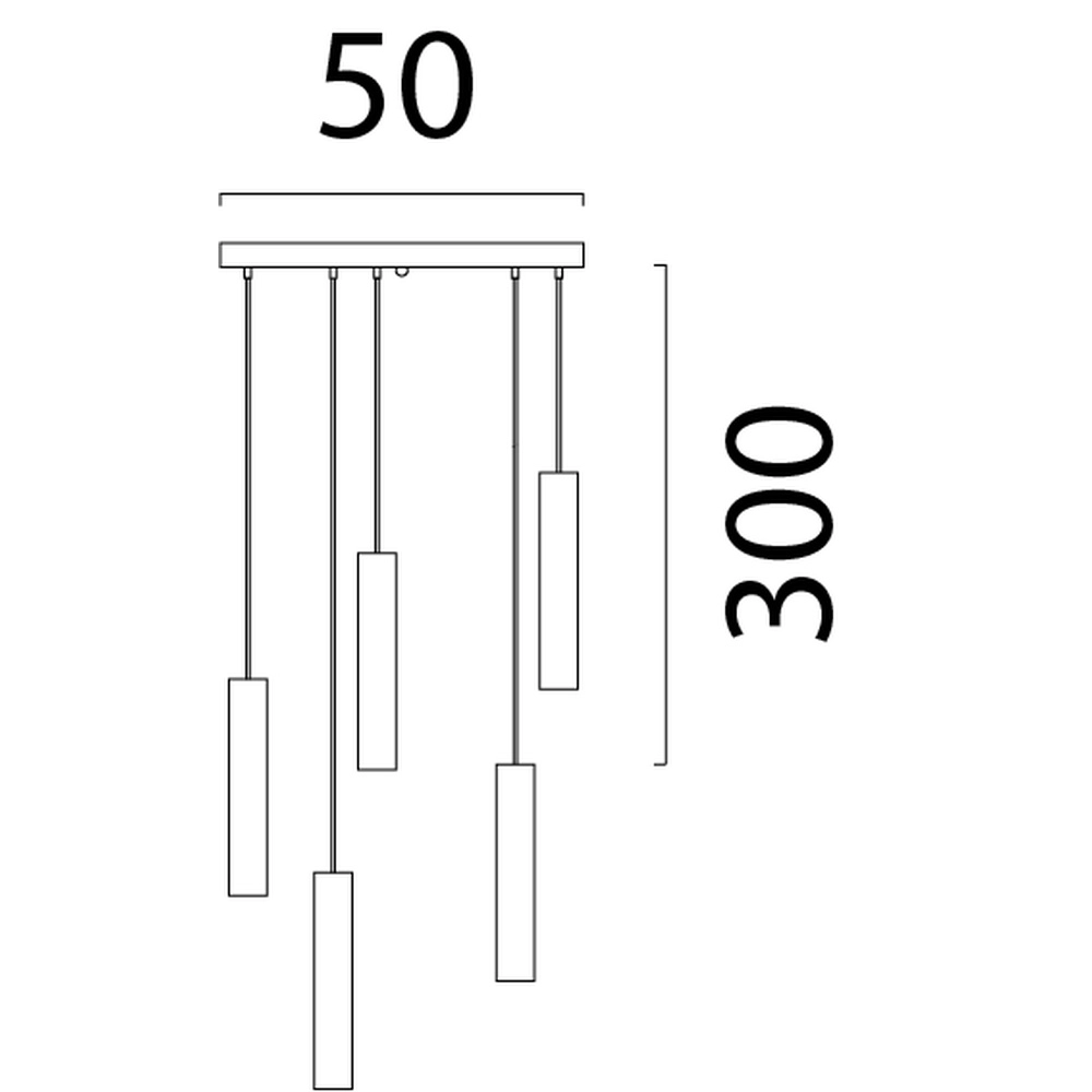 Pendellampe Run Ø50 Rundplatte – 5x GU10 – antikes Kupfer Masterlight 8718121222158