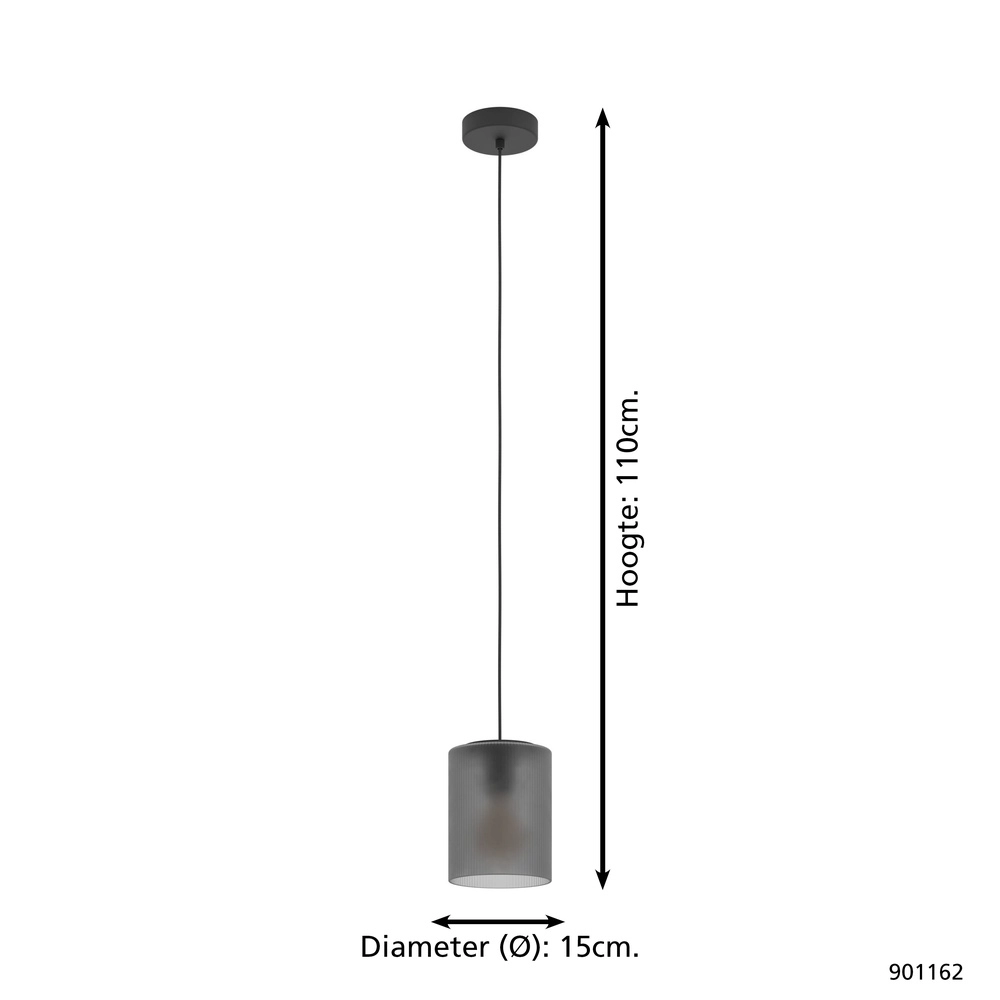 Pendellampe Colomera Ø 15 cm – rauchmattiertes Glas Eglo 9008606307142