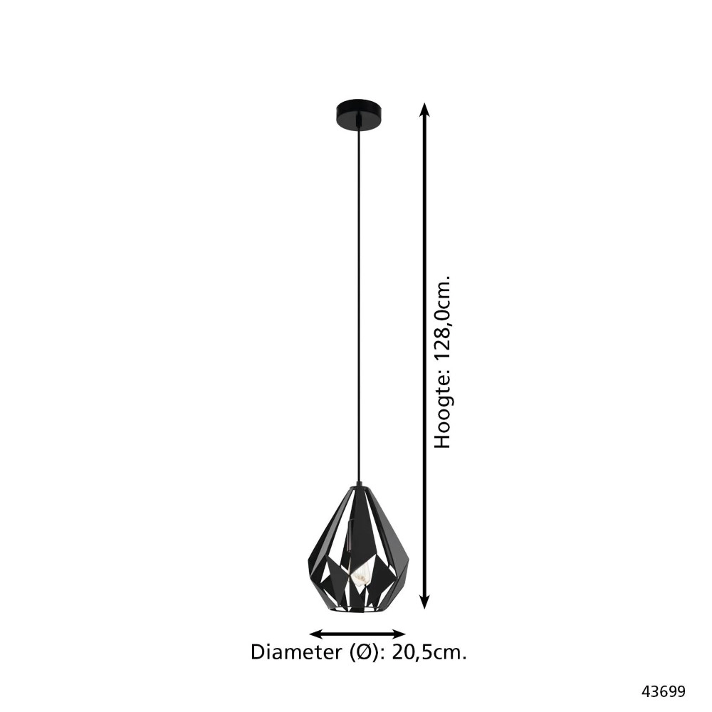 Schwarze Pendelleuchte Carlton 5 Ø 20,5cm Eglo 9002759436995