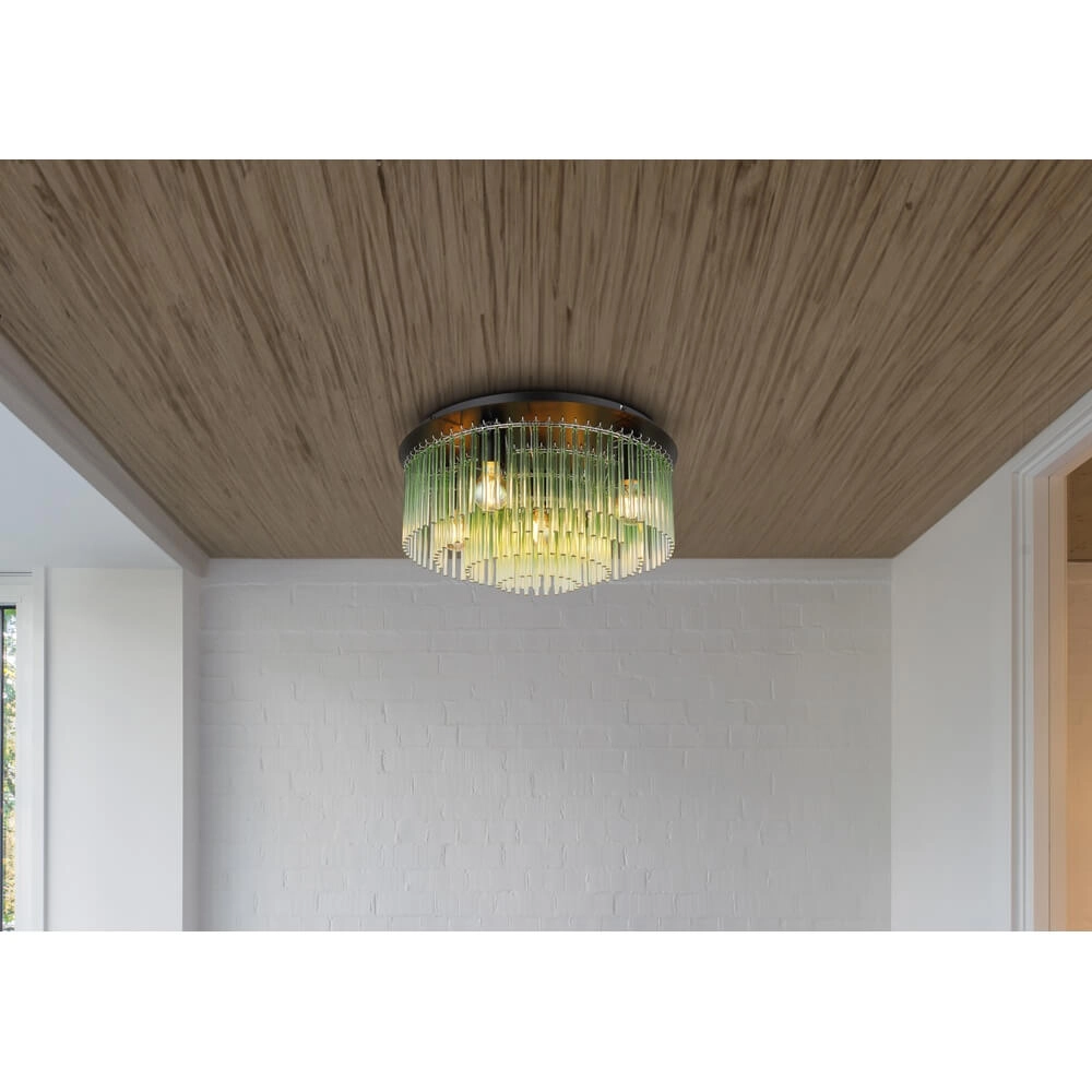 Schwarze Deckenleuchte Gorley mit grünem Glas Ø 50cm Globo 9007371471980