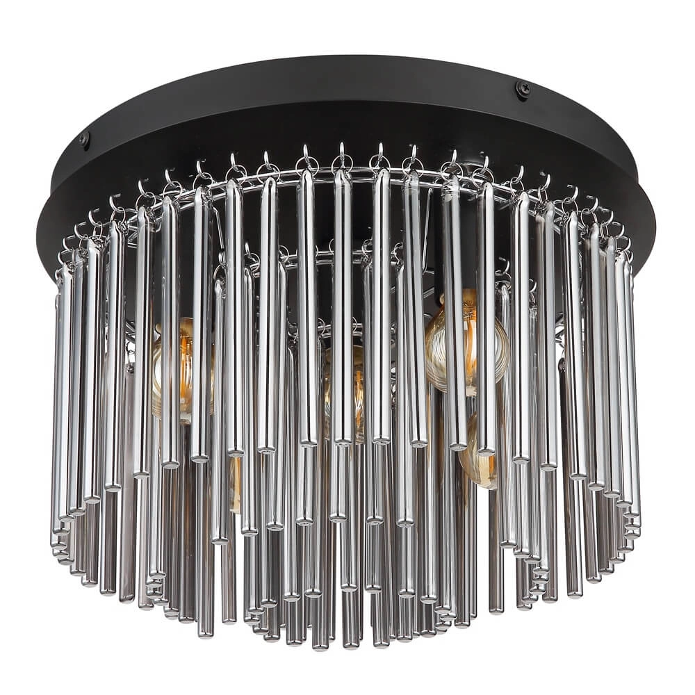 Schwarze Deckenleuchte Gorley mit Glas Ø 32cm Globo 9007371448951