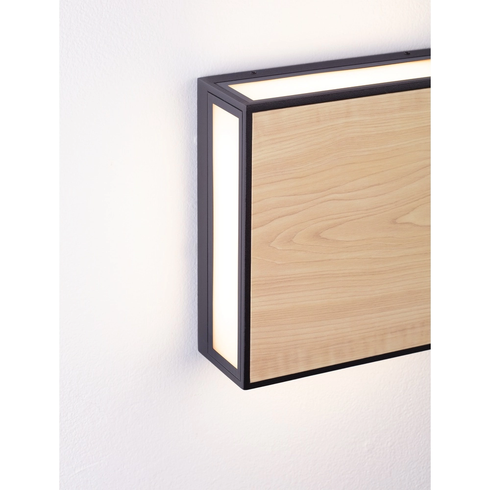 Quadratische Wandleuchte Astral anthrazit mit Holz Lyora 5212017449924