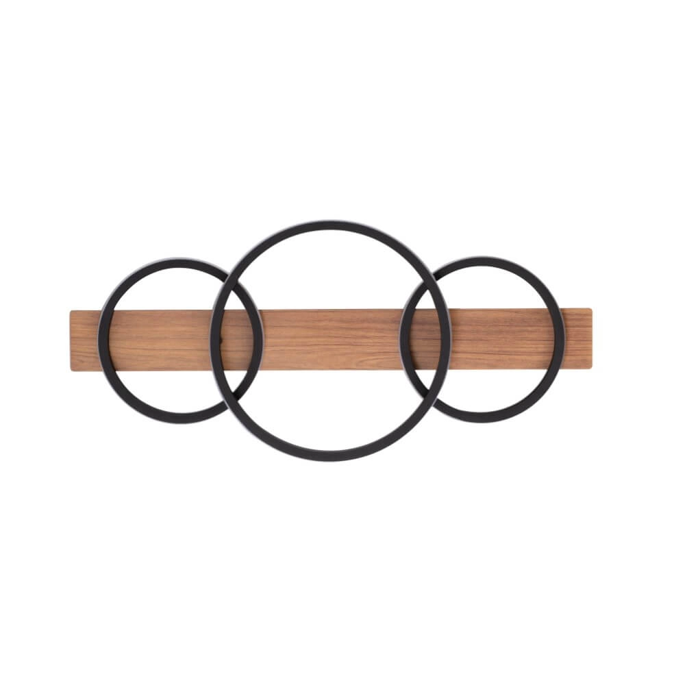 Deckenleuchte Trooper schwarz mit Holz 68cm Just Light 4043689982195