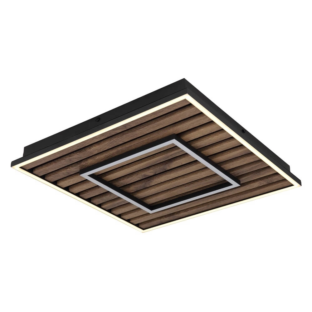 Deckenlampe Woody schwarz mit Holzquadrat Globo 9007371510573