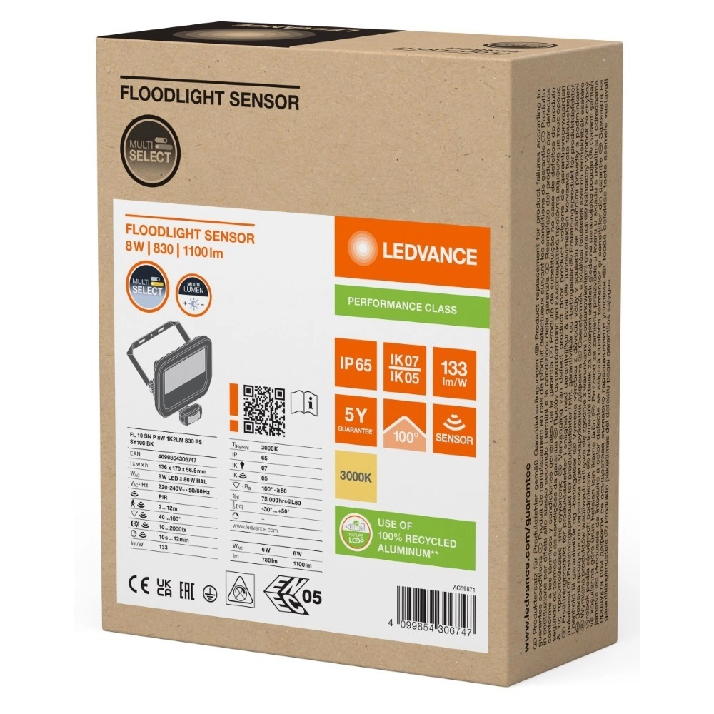 Im Rampenlicht Vance 8W - 3000K schwarz mit Sensor Lyora 4099854306747