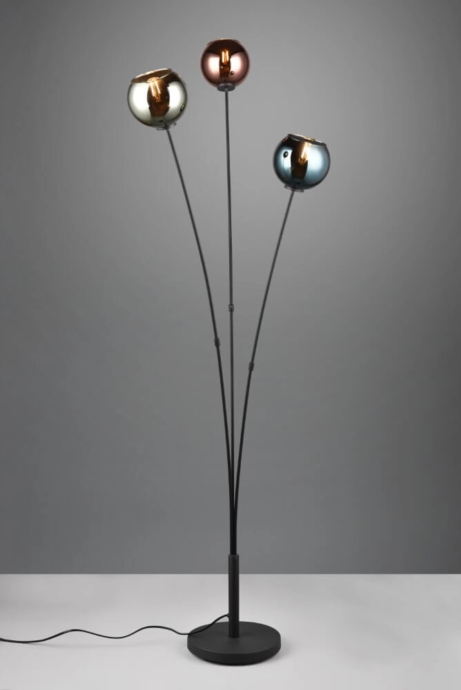 Design-Stehlampe Sheldon schwarz mit Rauchglas Trio 4017807585261