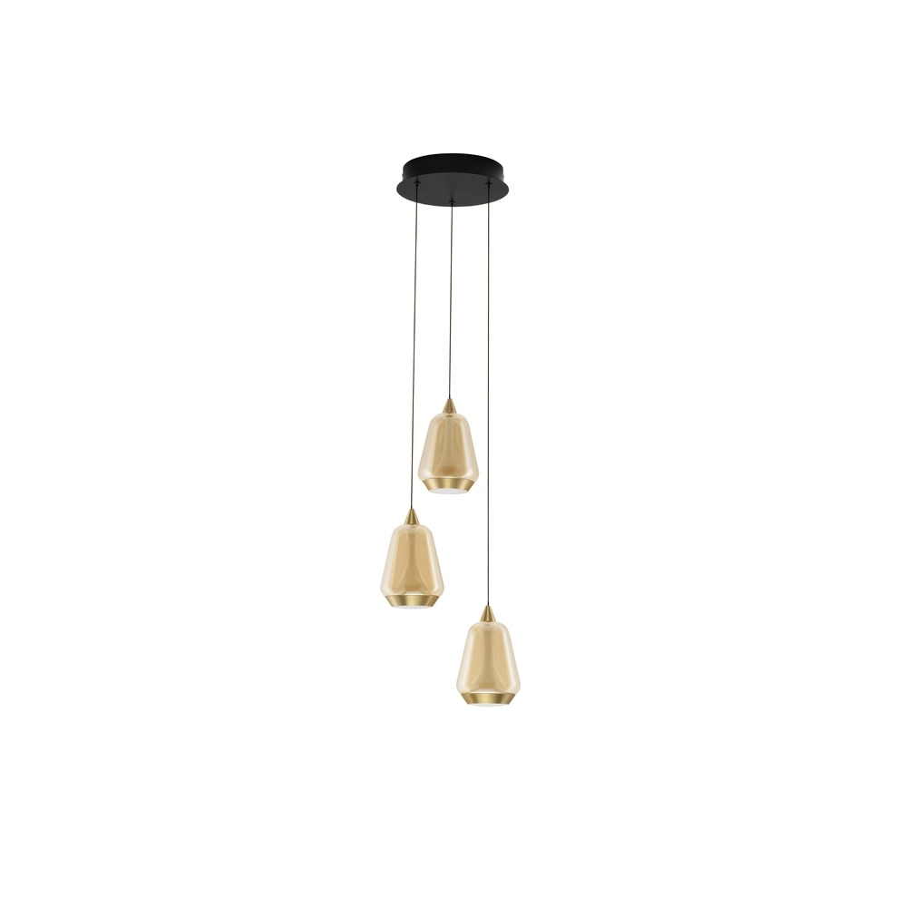 Design-Pendelleuchte Alish 3-flammiges Braunglas Lyora 5212017477712