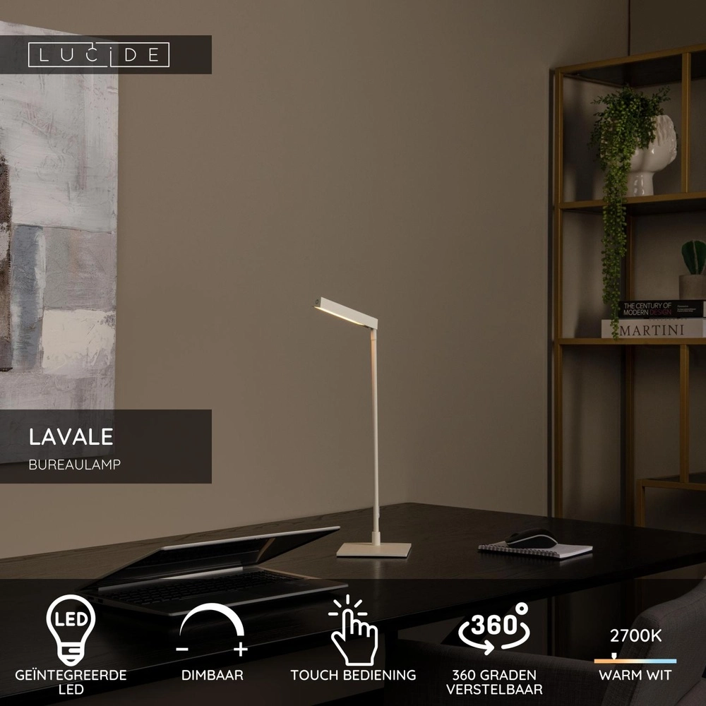 Design-Schreibtischlampe Lavale Weiß Lucide 5411212441621