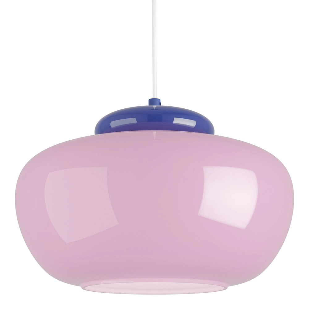 Design-Pendellampe Berardelli Rosa mit blauem Ø 30cm