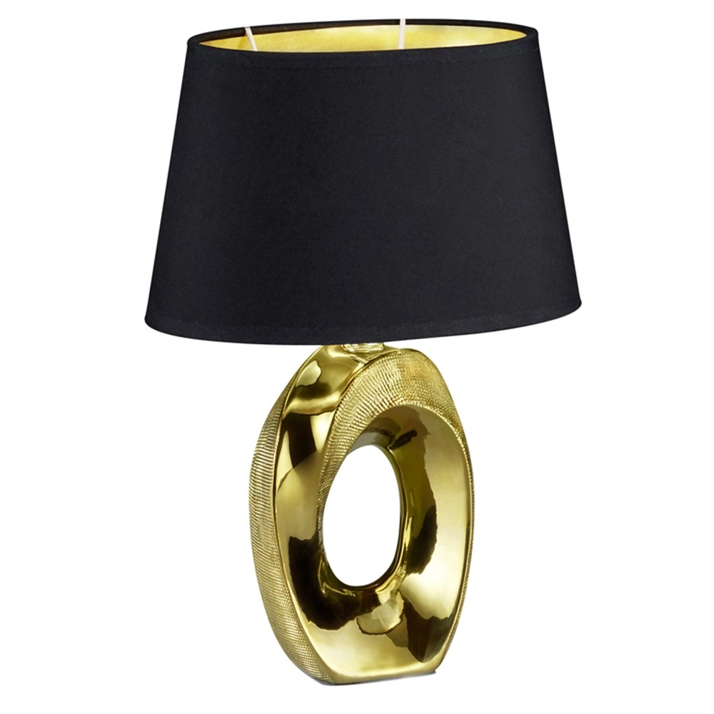 Tischlampe Taba gold mit schwarzer Lampenschirm Trio 4017807377484