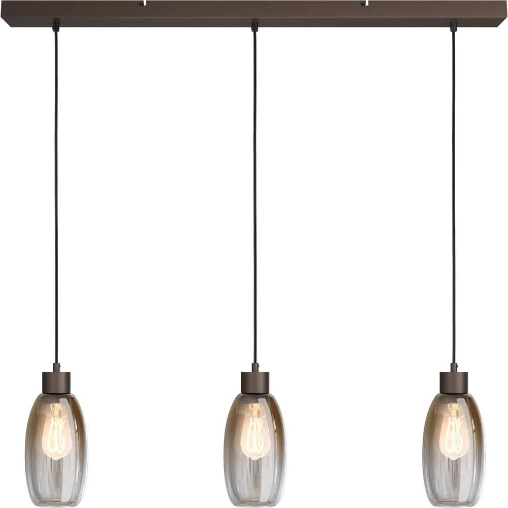 Glas-Pendellampe Olive 3x Ø 12,5 cm – Kakao