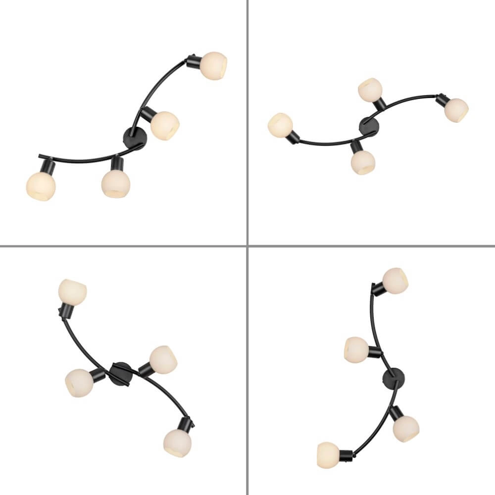 Schwarze Deckenleuchte Loki 4-Licht Just Light 4043689000790