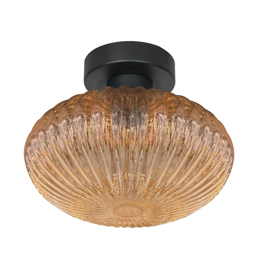Deckenlampe Bloeba schwarz mit Braunglas Steinhauer 8712746179170