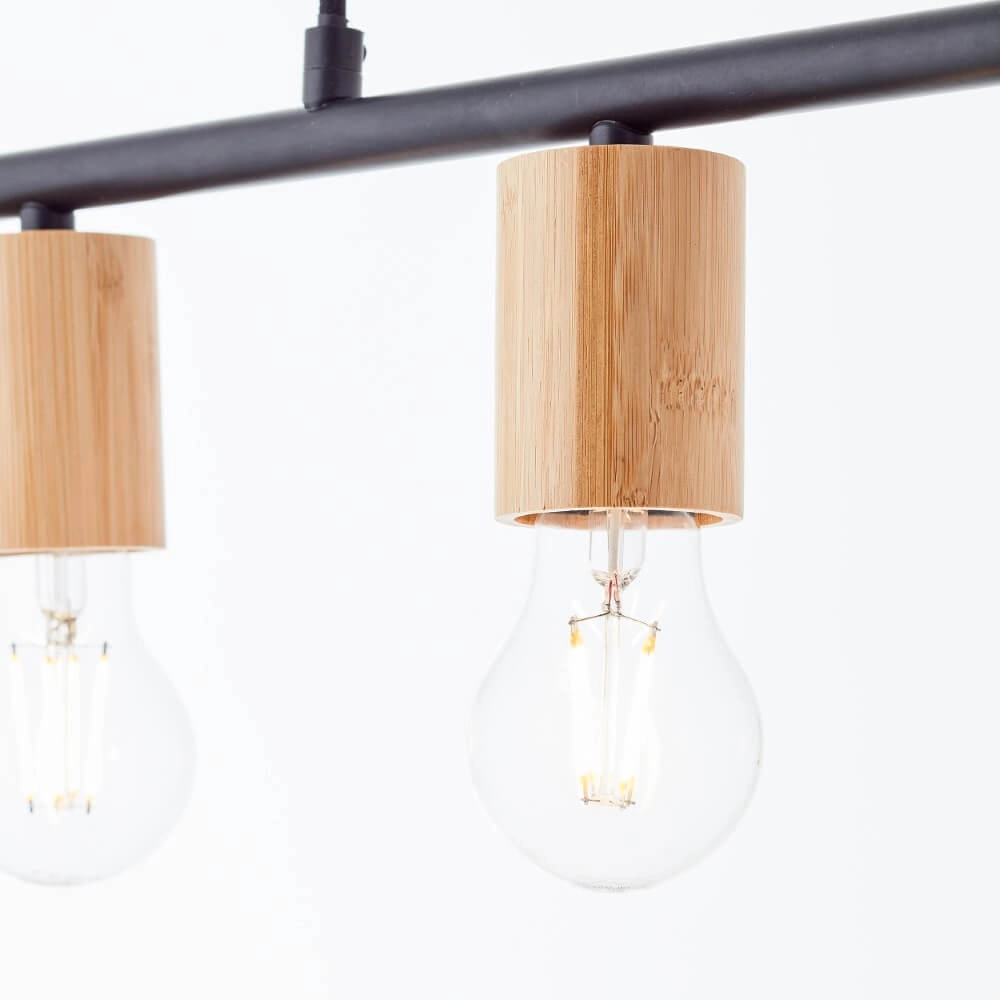 Hängelampe mit 5 Leuchten Kerry schwarz mit Holz Brilliant 4004353408960