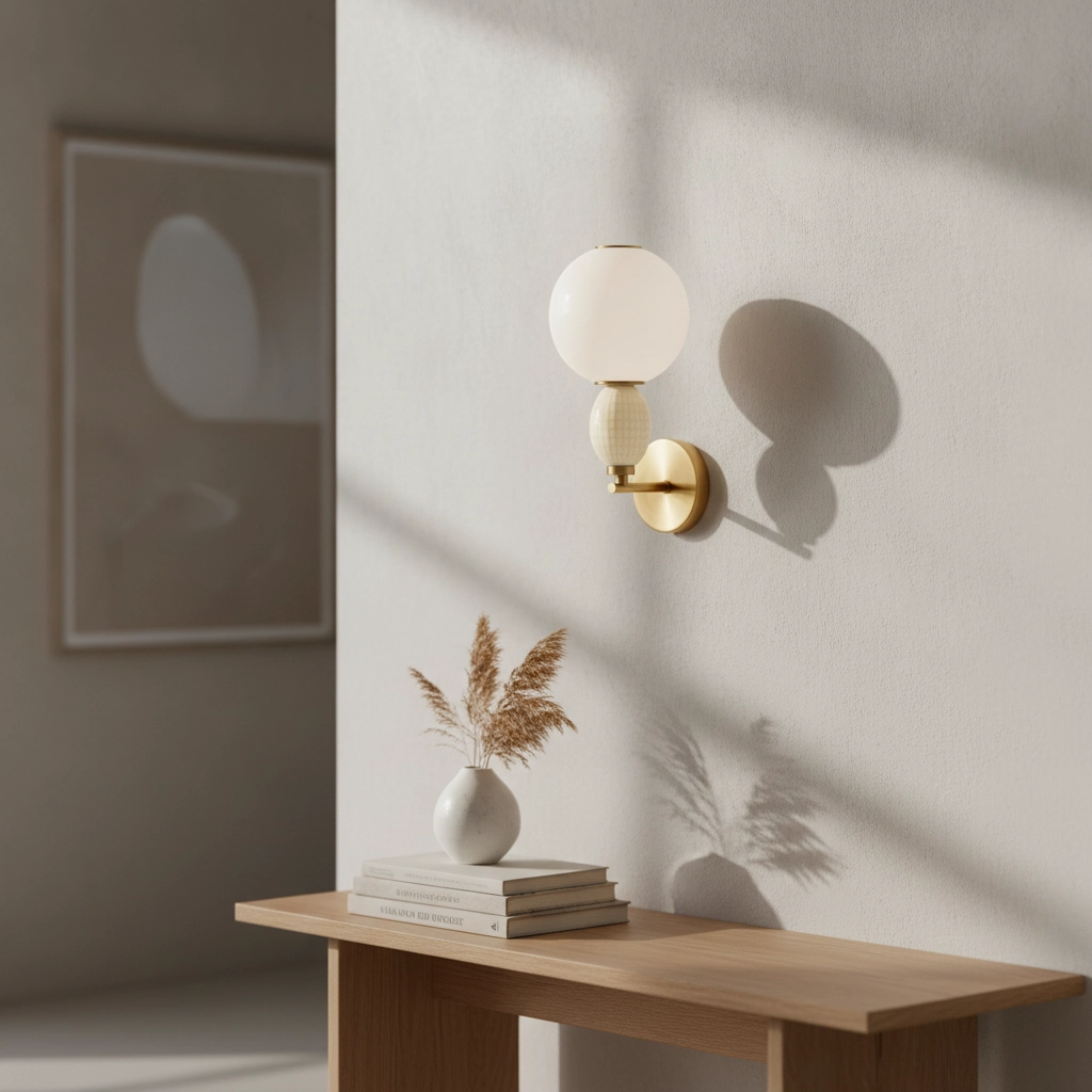 Wandleuchte Obrie Gold mit Weiß