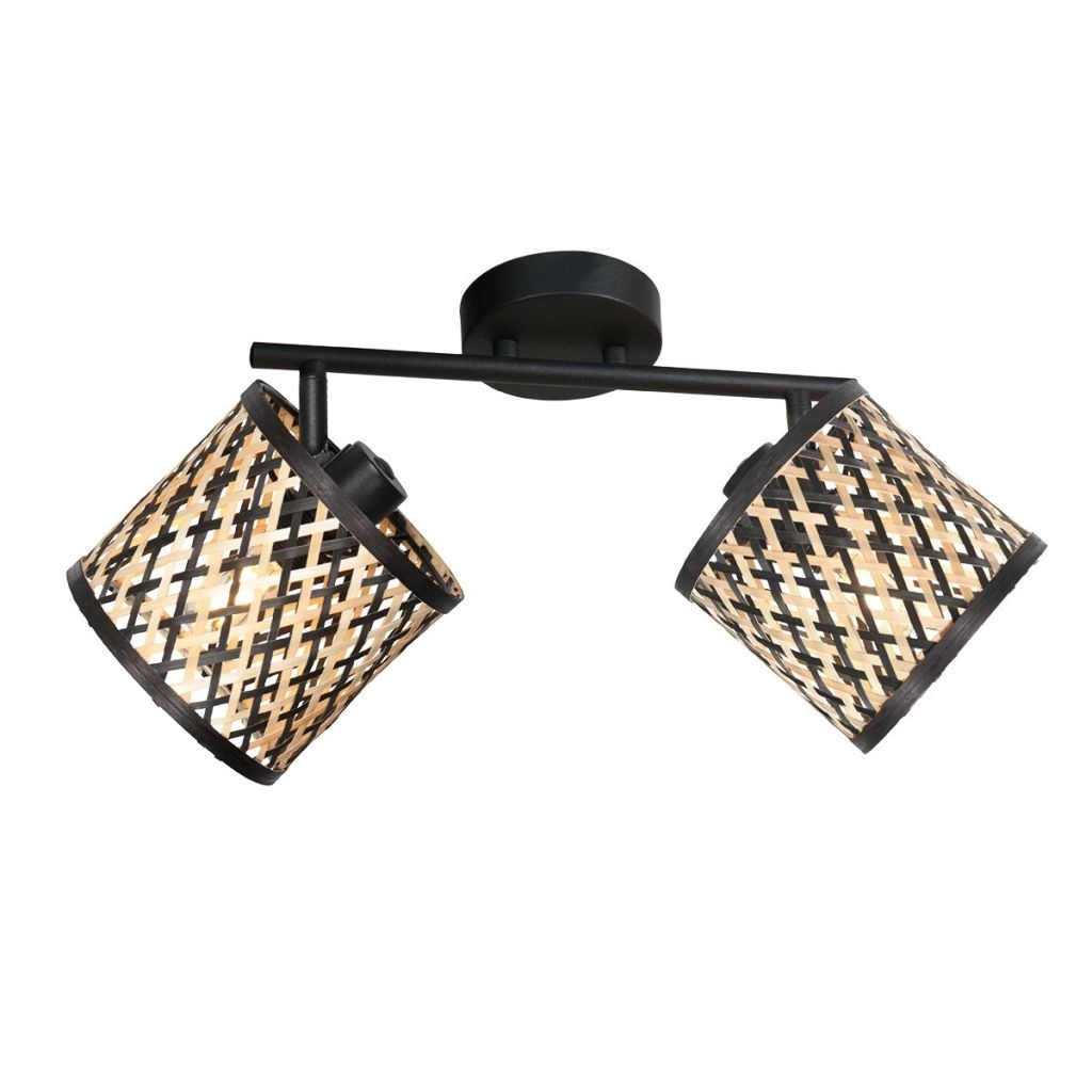 Deckenlampe 2-Leuchten Sumba mit Bambusschirmen Ø12 cm