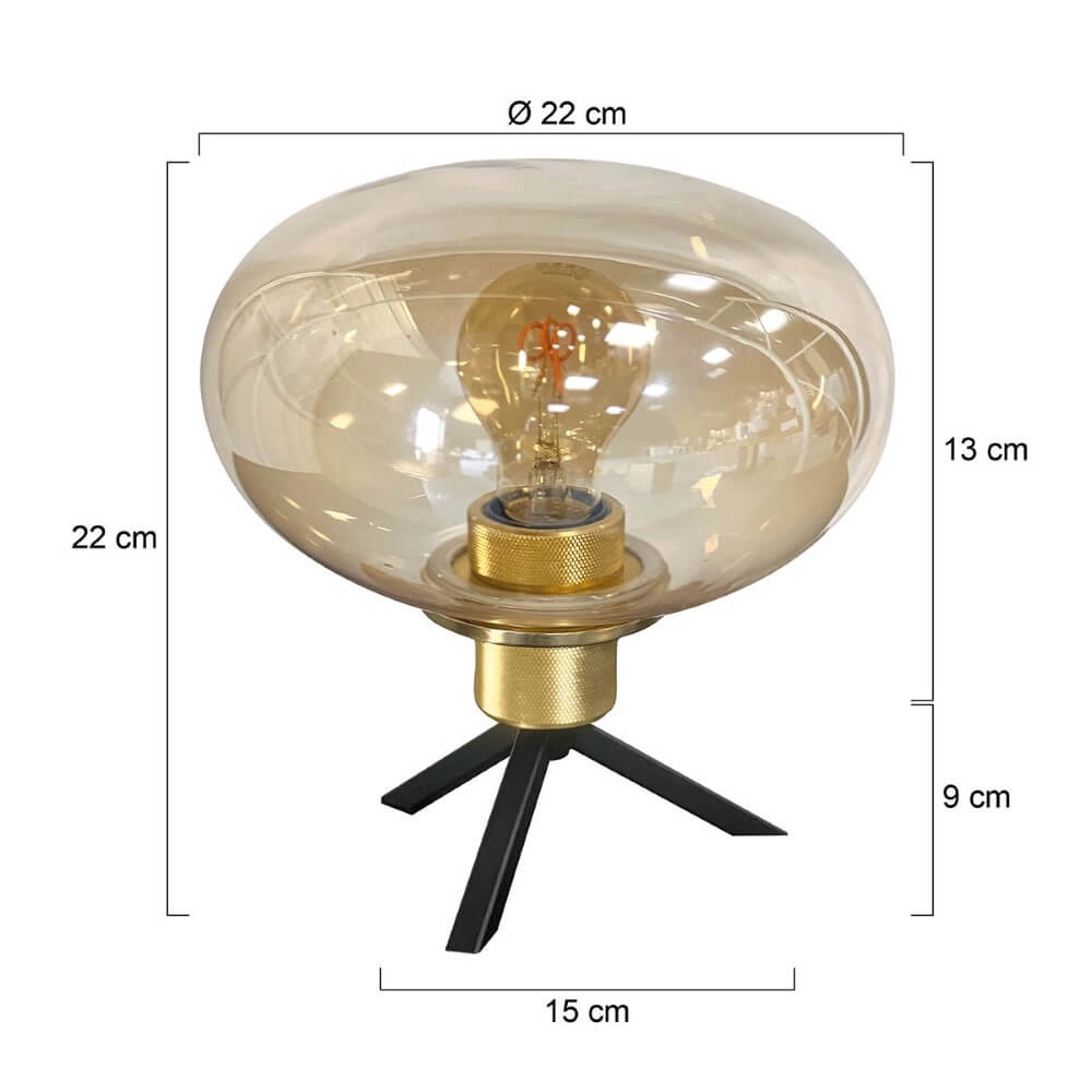 Tischlampe Reflexion Ø 22cm - mit bernsteinfarbenem Glas Steinhauer 8712746171006