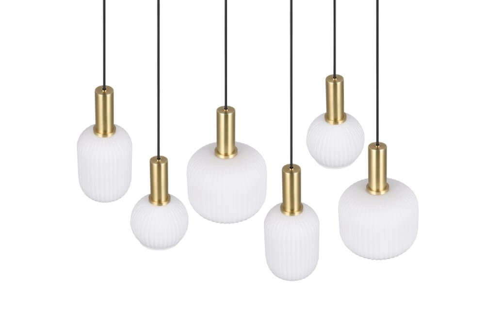 Hängelampe für das Esszimmer Diva 6-flammig – weißes Glas Trio 4017807614510