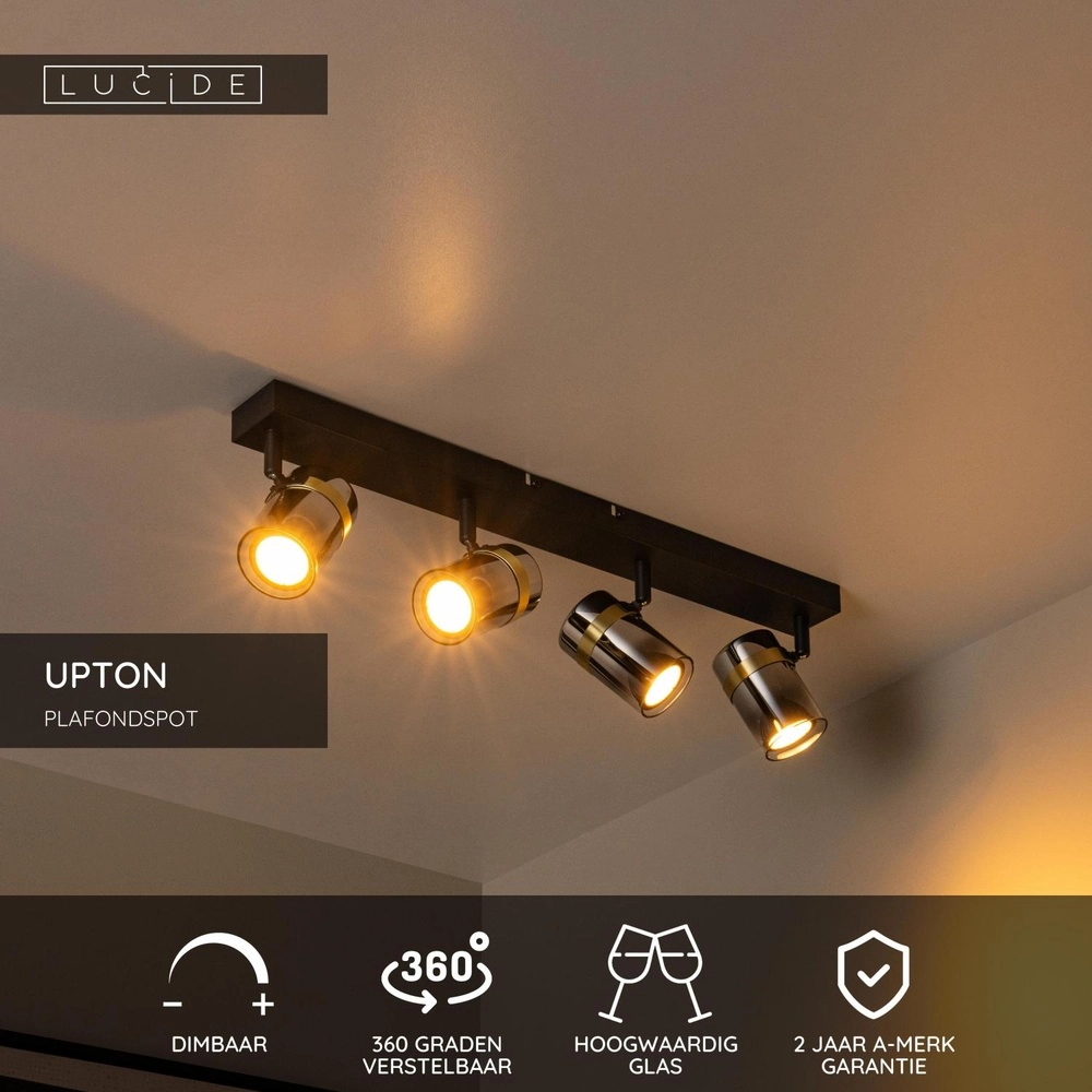 Deckenscheinwerfer Upton 4-Licht Schwarz Lucide 5411212570031