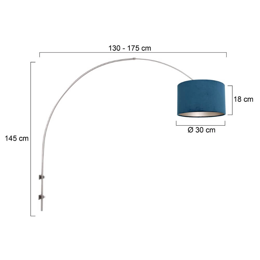 Wandbogenlampe Sparkled Edelstahl mit Blau Steinhauer 8712746147346