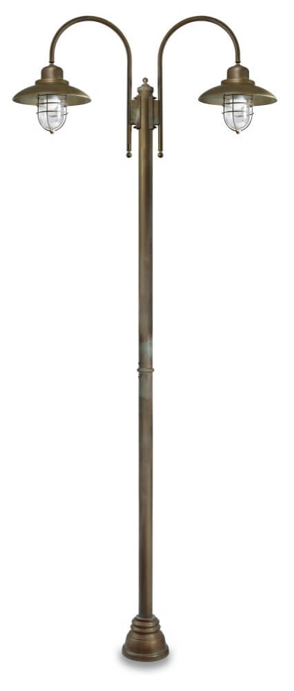 Stehlampe Patio Cage L – gealtertes Messing, 2-flammig