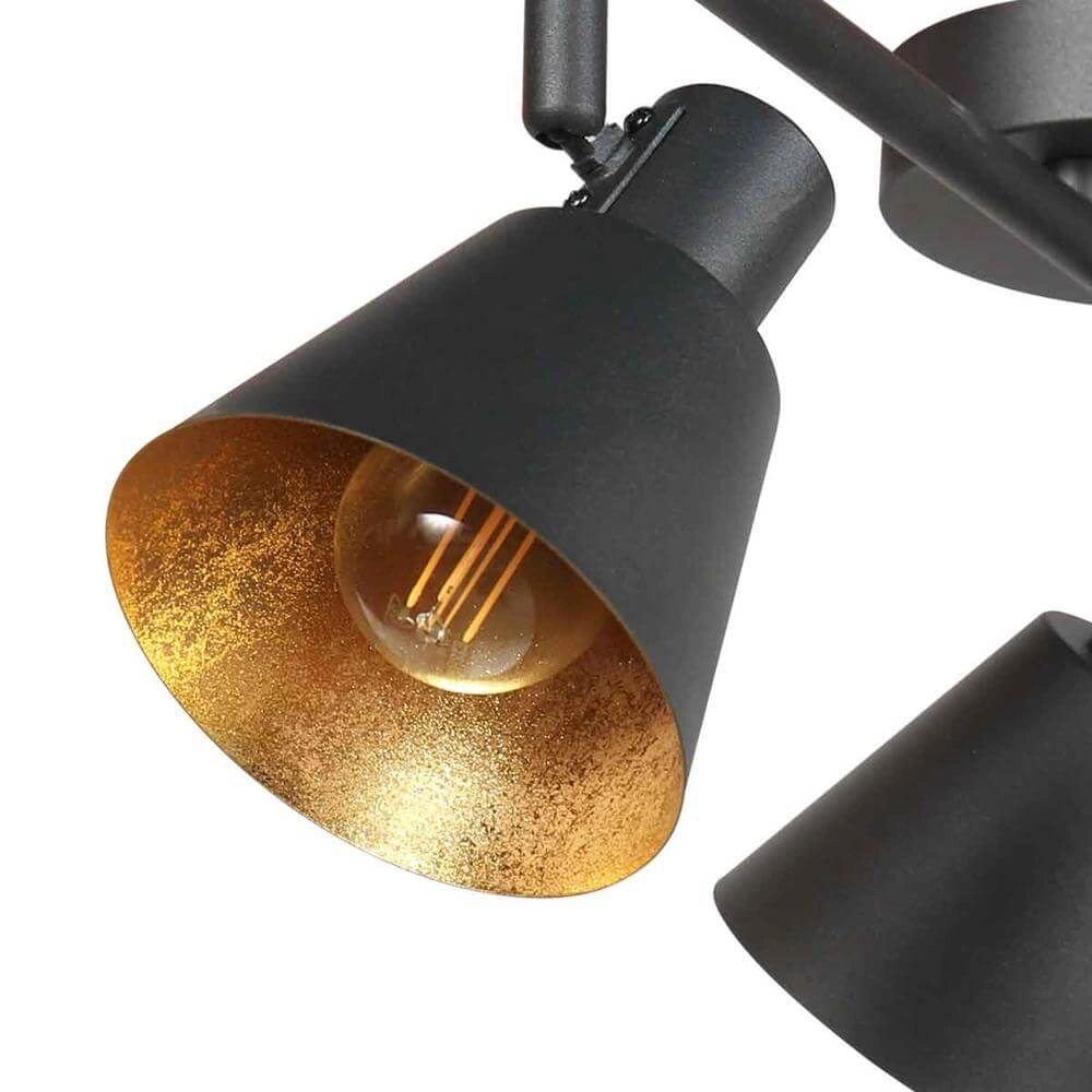 Deckenlampe Oeroe schwarz mit goldenen 3-flammig Steinhauer 8712746176346