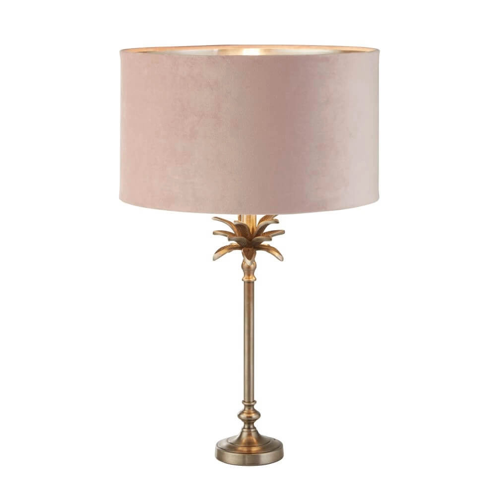 Tischlampe Palm Gold mit rosa Farbton Searchlight 5053423257488