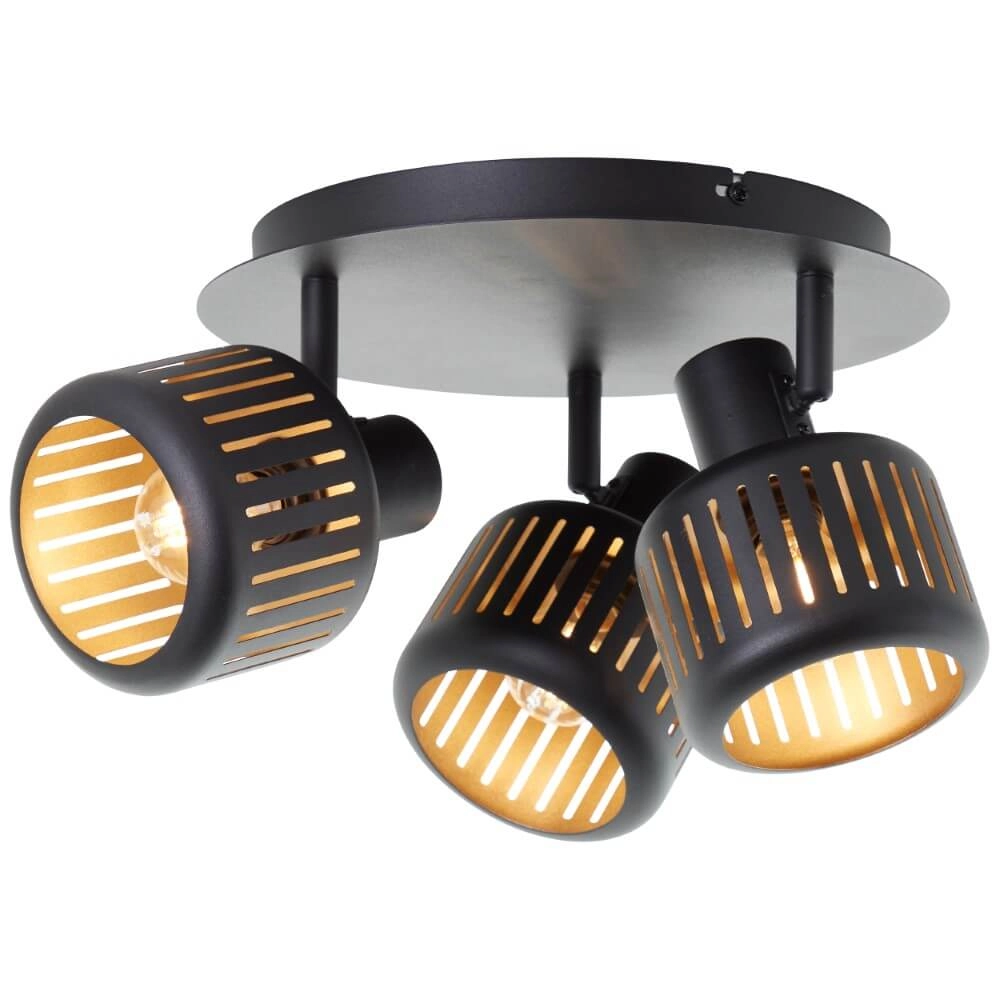 Deckenleuchte mit 3 Leuchten Tyas schwarz mit gold Brilliant 4004353424342