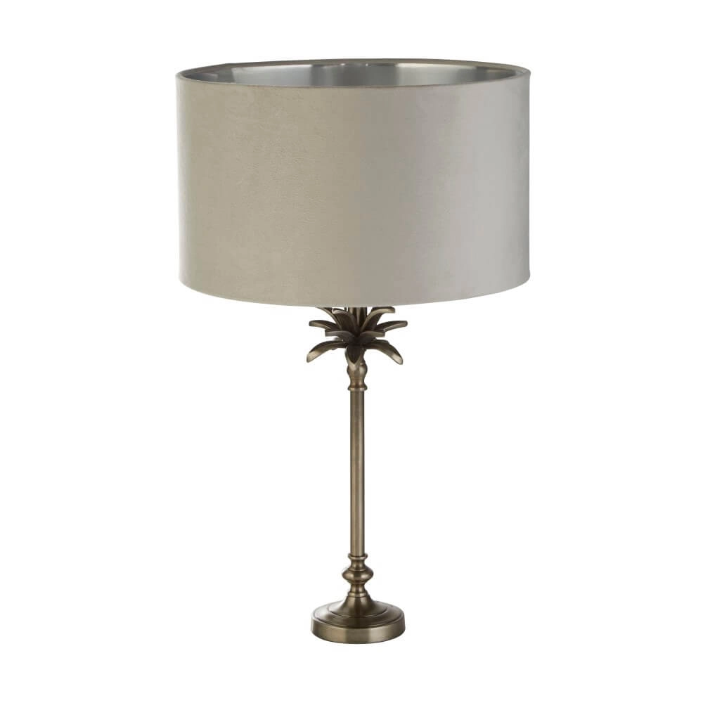 Tischlampe Palm Gold mit grauem Farbton