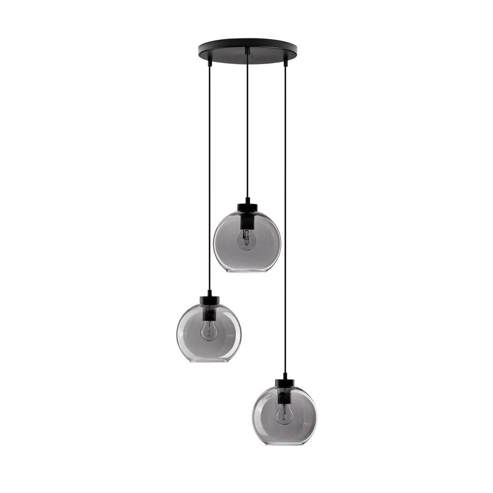 Pendelleuchte Palmer 3-flammig rund schwarz mit Rauchglas Lyora 5212017430953
