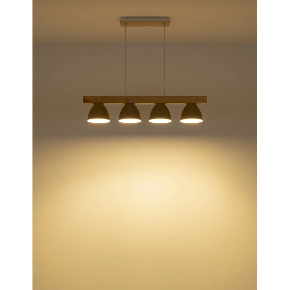 Pendellampe Lyndon 4-hell weiß mit Rattan Globo 9007371583904