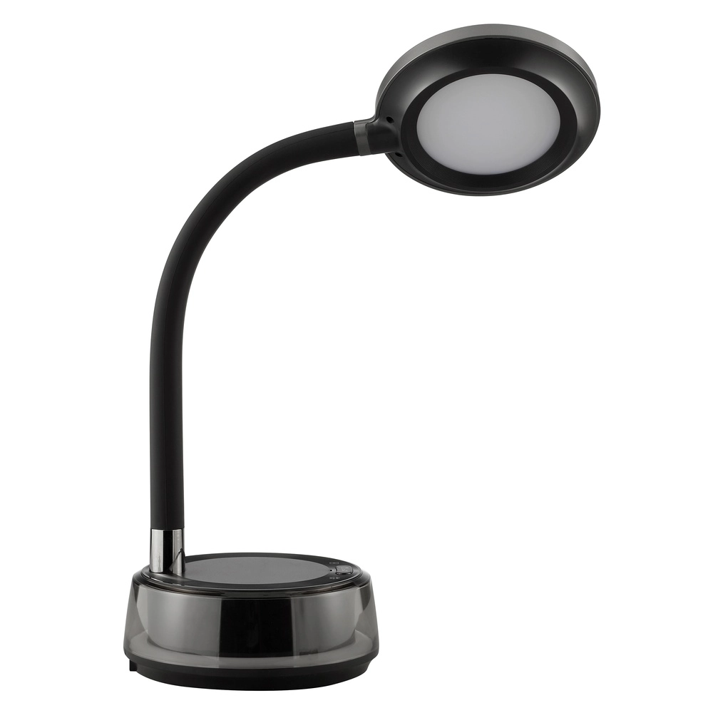 Schreibtischlampe Moonglow Schwarz mit der Uhr Brilliant 4004353460685