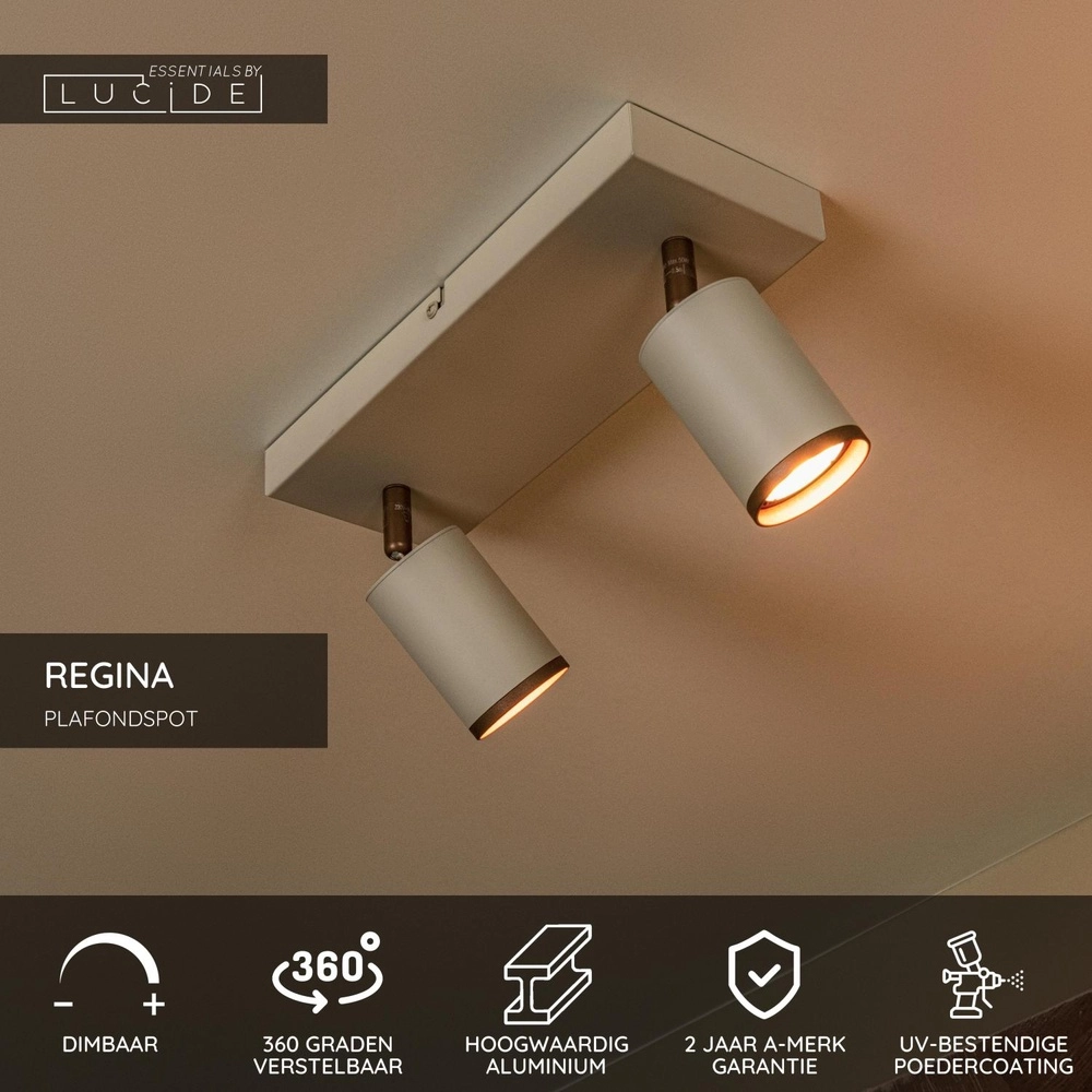 Deckenscheinwerfer Regina 2-helles Taupe mit Kaffeebraun Lucide 5411212531216