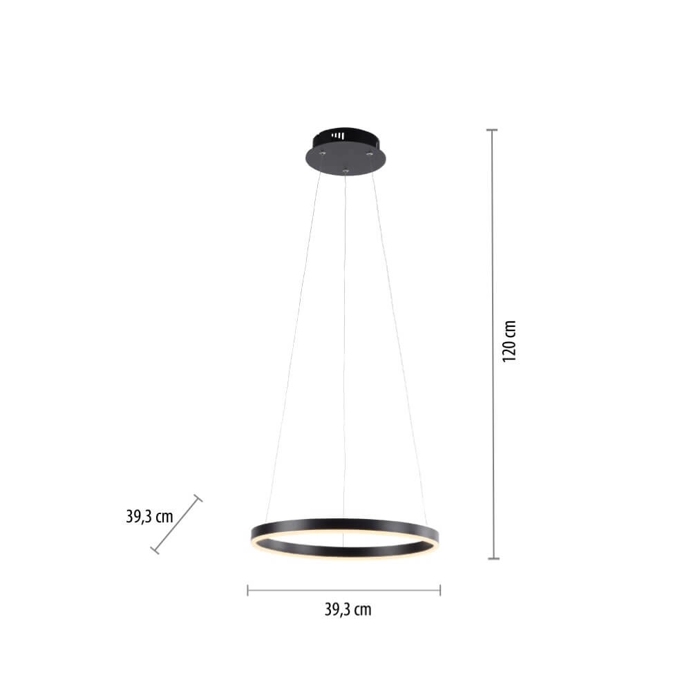Schwarze LED-Hängelampe Ritus Ø 40cm Paul Neuhaus 4043689983949