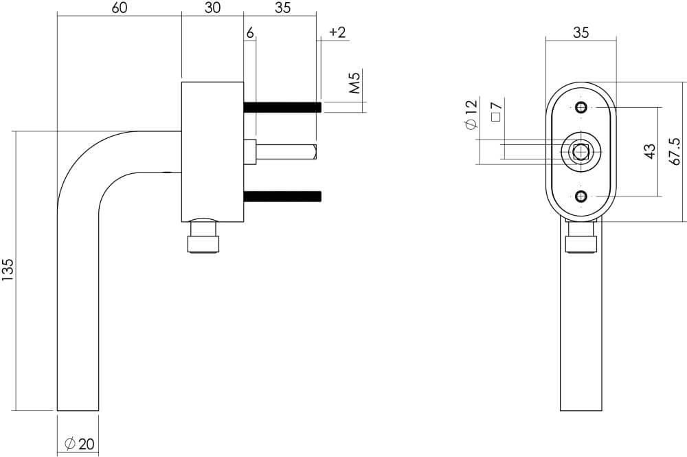 Griff für Fenster Recht abschließbare ovale Rosette Edelstahl Intersteel 8714186434307