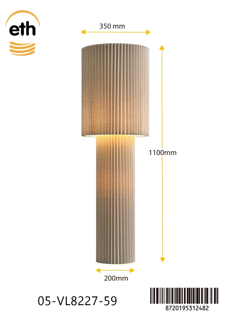 Leinen-Stehlampe Renate 110 cm ETH 8720195312482