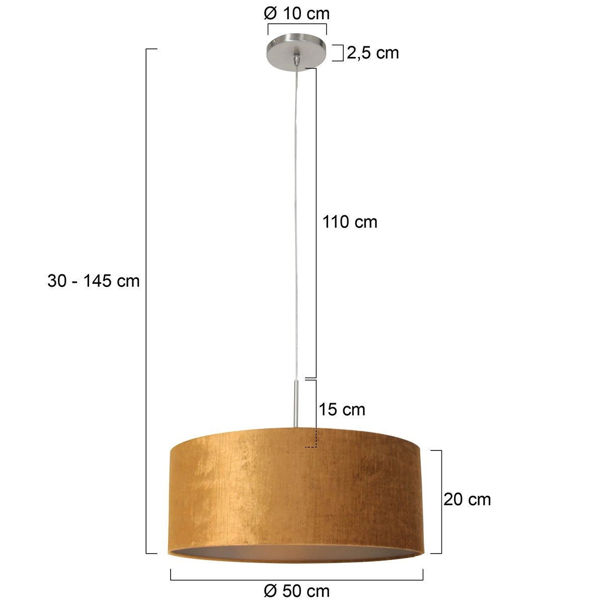 Hängelampe aus goldenem Samt Sparkled Ø 45cm Steinhauer 8712746146202