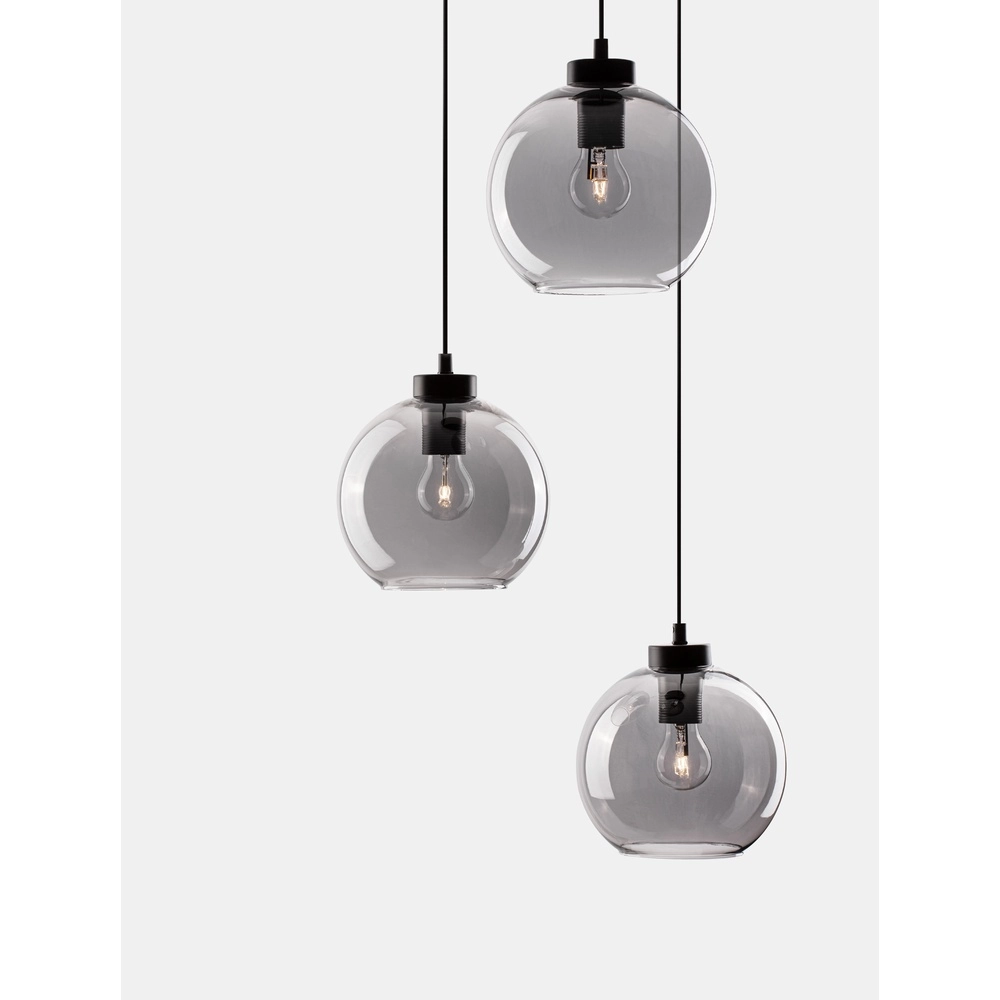 Pendelleuchte Palmer 3-flammig rund schwarz mit Rauchglas Lyora 5212017430953
